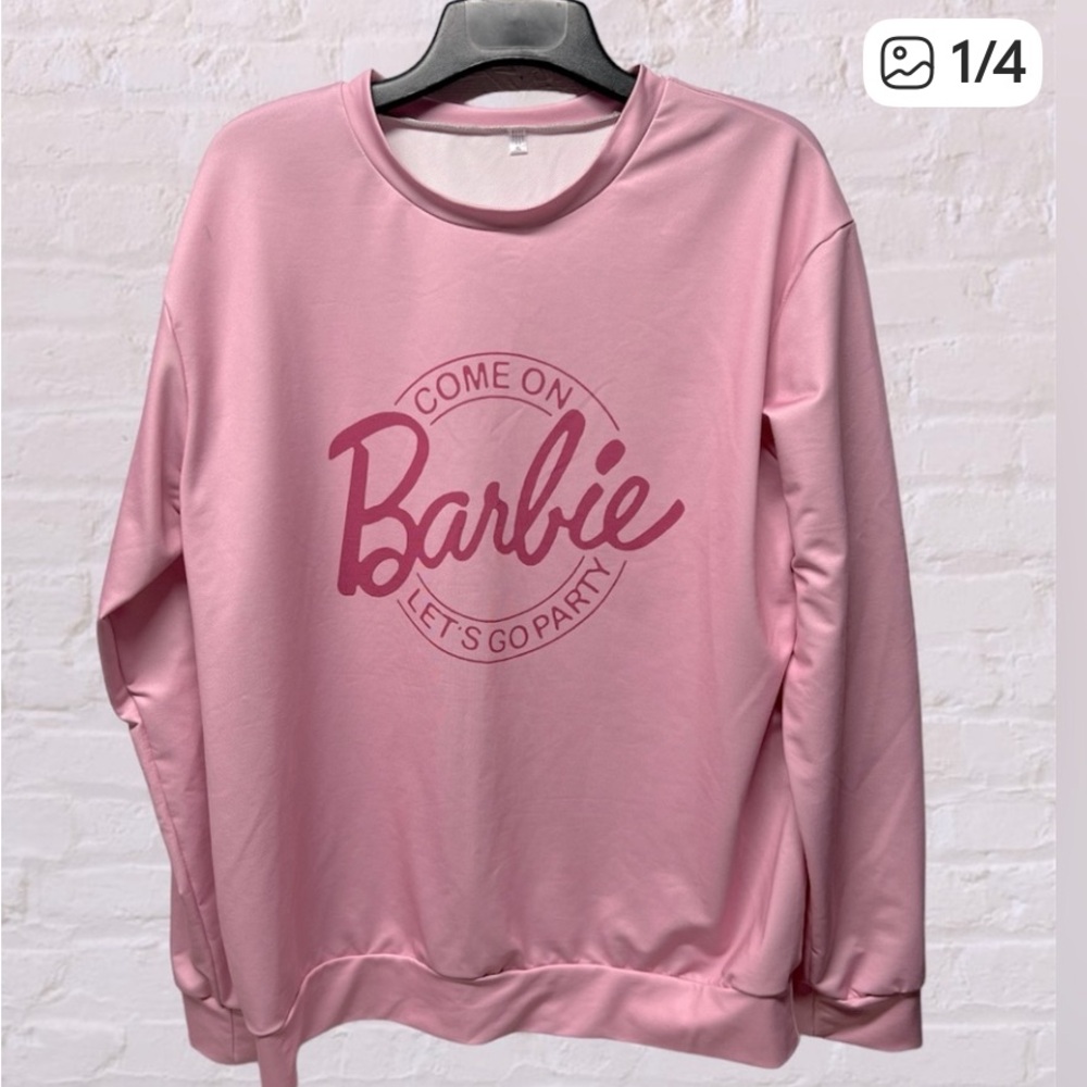Come On Barbie Let's Go Party pink graphic Sweatshirt Long Sleeve Casual XL